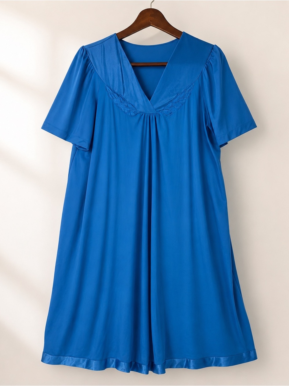 Vintage Vassarette Blue Nylon Acetate Nightgown L XL Made USA